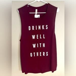 Drinks Well With Others Women's Burgundy Graphic Tank 2XL
